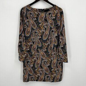 Cynthia Rowley Paisley Bell Sleeve Mini Shift Dress Size 6 Multi Color Polyester